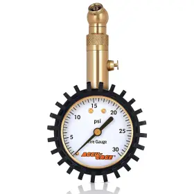 Rs30xa-ribbed Accu-gage 852690007575 Low Pressure Tire Gauge With Protective Rubber Guard Angled Chuck