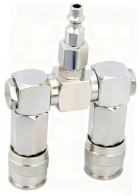 Awygzl 752619324915 Air Hose Splitter Fitting 2-way Compressor Manifold With 1/4 Inch Npt 360