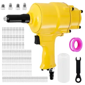 Yj-016 Consfly Air Rivet Gun 4188lbs Pneumatic Riveter With 4 Nose Pieces And 195 Rivets 3/32