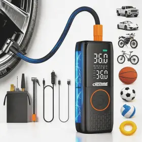 Crestwave Bdo00021101 Car Tire Inflator 20000mah 150psi Portable Air Compressor Auto Sto