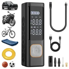 Au08-pro Curecure Tire Inflator Portable Air Compressor 150psi Cordless Pump With Led Disp