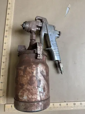 Jga-570 Devilbiss Vintage Spray Paint Gun With Cup Silver Pneumatic For Parts