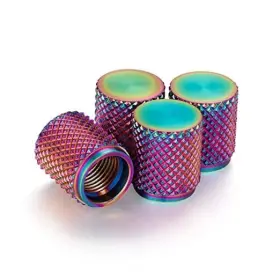 7855rw-2p Divoti Inc. Tire Air Valve Caps Precision Cnc Machined Stainless Steel Extended Rainbow