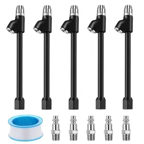 Douaowoc 5373junh2344 5 Pcs 1/4 Inch Dual Head Air Chuck Set 2-way Connection Brass Tire Ch