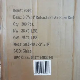 070449 Eastwood Grade Steel Air Hose Reel With Retractable 50 Foot 3/8 Inch Swivel 300psi