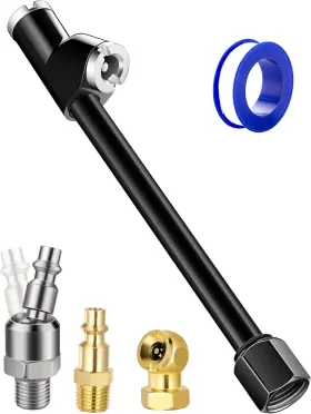 A1361 Evoultes Dual Head Air Chuck Set 2-way Connection 1/4 Inch Npt Closed Ball Tire Inflate Chuc