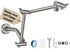 G-promise G-0307-1sn G-promise 12 Inch Shower Extender With 6 Arm And Flange Solid Br