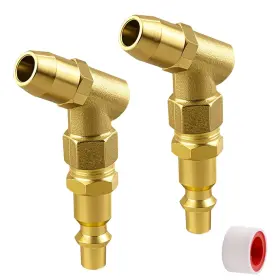 Godeson A40t-2 Tire Chucks - Pack Of 2 Angled 1/4 Inch Npt Brass Air Open Flow Gold