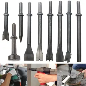 Greatbba 761780776614 9 Piece Pneumatic Chisel Air Hammer Punch Chipping Bits Set