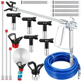 Hiboom-dsfg0721pkxcvbsa Hiboom 17 Pcs Airless Paint Sprayer Gun Set Including Spray Hose 5 Types