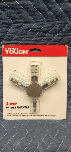 Ht3wam Hyper Tough 816376018309 3-way 1/4 Inch Air Manifold With Quick Connect Coupler Compressor