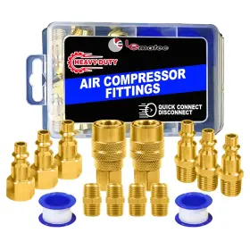 Lefitting-99 Le Lematec 15-pc Air Compressor Hose Fitting Kit With Storage Case 1/4 Inch Npt Quick Conne