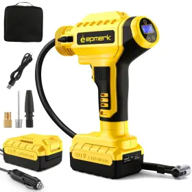 Lepmerk 768592306886 Tire Inflator Cordless Air Pump With Pressure Gauge 150 Psi 20v 10000mah Re