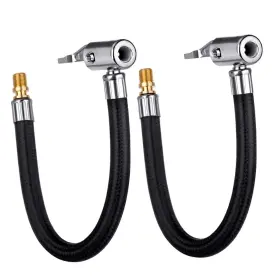 Lumiteco 682698799499 2 Pcs Locking Air Chuck With Hose And Standard Tire Valve Fine Thread Ai