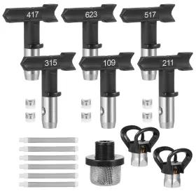 Fuv1gp Mulcort 15 Pieces Airless Paint Sprayer Tips Set Includes 6 Reversible Spray Nozzle T