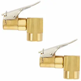 H142-1 Pronese 2pcs Heavy Duty Brass Air Chuck 1/4 Inch Open Flow Right Angle Tire Inflator Lock