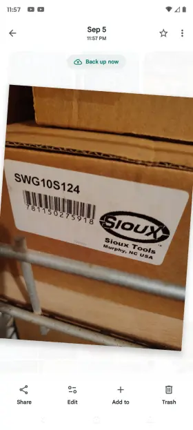 Swg10s124 Sioux Tools Right Angle Type 27 Grinder 4 Inch Capacity 3/8 -24 Arbor