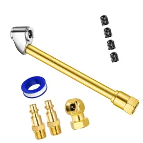 Strendier 649226714591 Dual Head Air Chuck Set Heavy Duty Closed Ball Tire With 1/4ftft Male Np