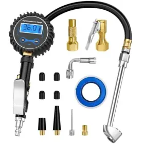 Tpg-0001 Tenutarealx Digital Tire Inflator Gauge 250 Psi Stainless Braided Hose Lock-on Swivel