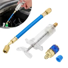 Wowpartspro 600609575475 Oil And Dye Injector 30ml/1oz Manual Air Compressor With 1/4 Inch Sae Quick Coupler