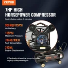7HP Gas Powered Air Compressor, 21 Gallon Horizontal Tank, 9CFM New. Price: $1042.20.